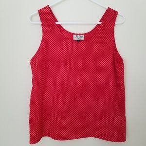 Le Suit Petite Red & White Polka Dot Blouse - 10P